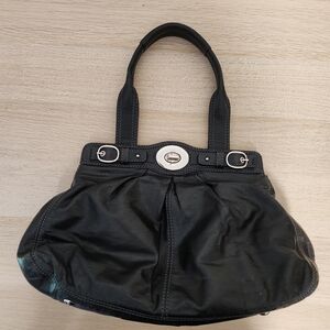 Coach Black Leather Large Turn Lock Shoulder Bag Coach Purse #G0969-13914